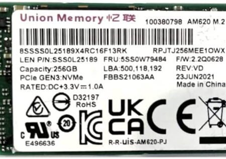 SSD Union Memory M.2 512GB NVme 2242 RPJYJ512MML1QWQ Bulk