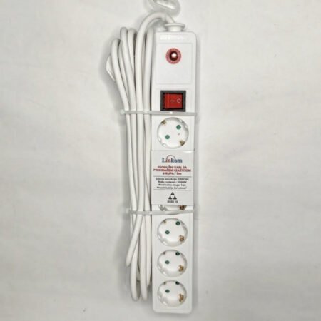 KABL Linkom Produžni 6r/5m sa prekidačem i zaštitom 3x1.5mm beli