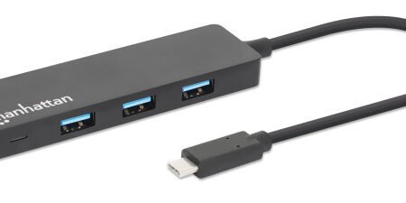 USB-C HUB 4port Manhattan 164924 3.2 G1/5Gbps/Crni