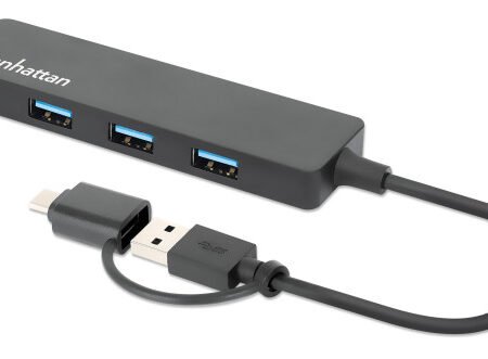 USB-C HUB 4port Manhattan 180863 3.2 G1+USB-C/5Gbps/Crni