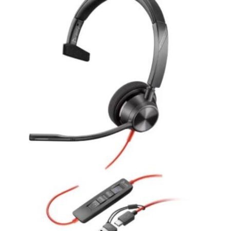 Slušalice sa mikrofonom HP Poly Blackwire 3320 mono usb-c + usb c/a adapter crne