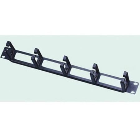 Nosač kabla sa obujmicama 1U / 19" - sa 5 prstenova P-016D-1U-BK