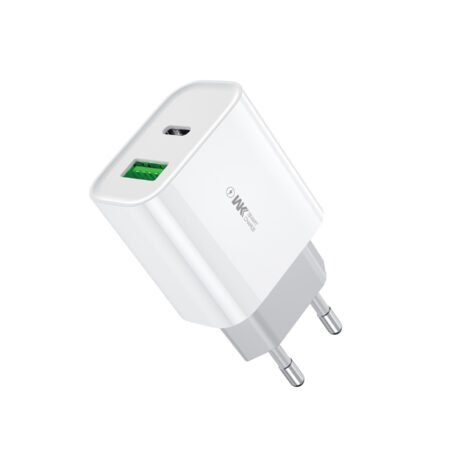 WP-U53 Super brzi Strujni GaN Punjač, 2-porta USB (3.0 i PD-tipC) 20W, beli