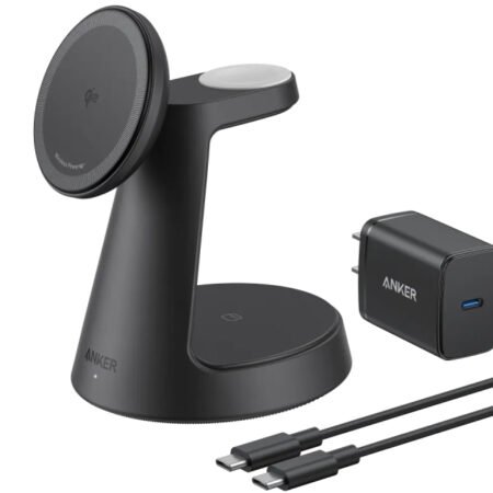 MagGo Bežični Dock Stand 3u1, sa kablovima i zidnim punjačem, crni