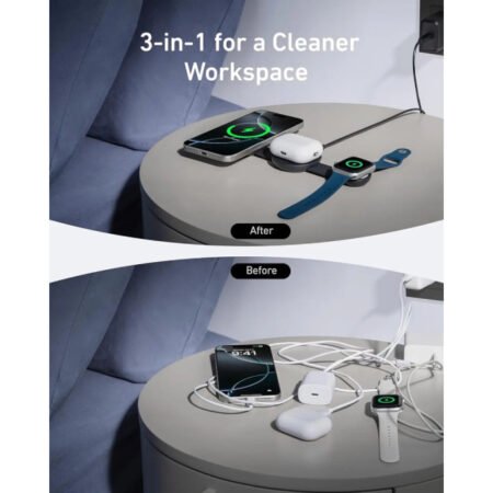 MagGo Bežični 3u1 sklopivi punjač, crni