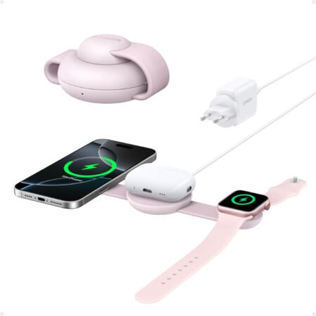 MagGo Bežični 3u1 sklopivi punjač roze
