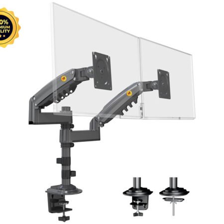 H180 stoni nosač za dva monitora mat crni 17-27 inča