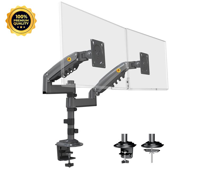 H180 stoni nosač za dva monitora mat crni 17-27 inča