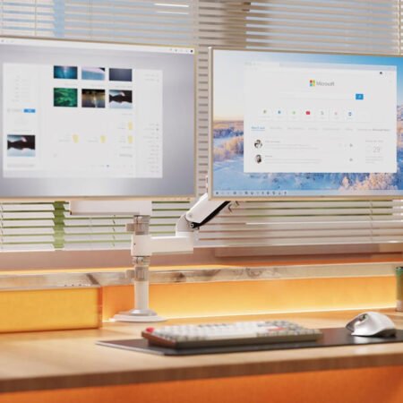 H180 stoni nosač za dva monitora beli 17-27 inča