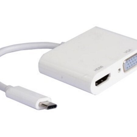 Adapter USB 3.1 tip C (M) - HDMI + VGA (F) beli