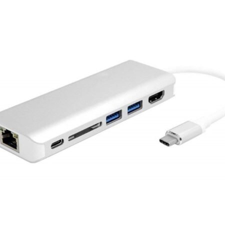 Adapter-konvertor TIP C na HDMI+ 2xUSB 3.0+ SD+ TIP C+ RJ45