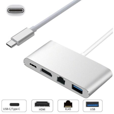 Adapter USB Tip C - HDMI + USB 3.0 + Tip C + RJ45 (F)