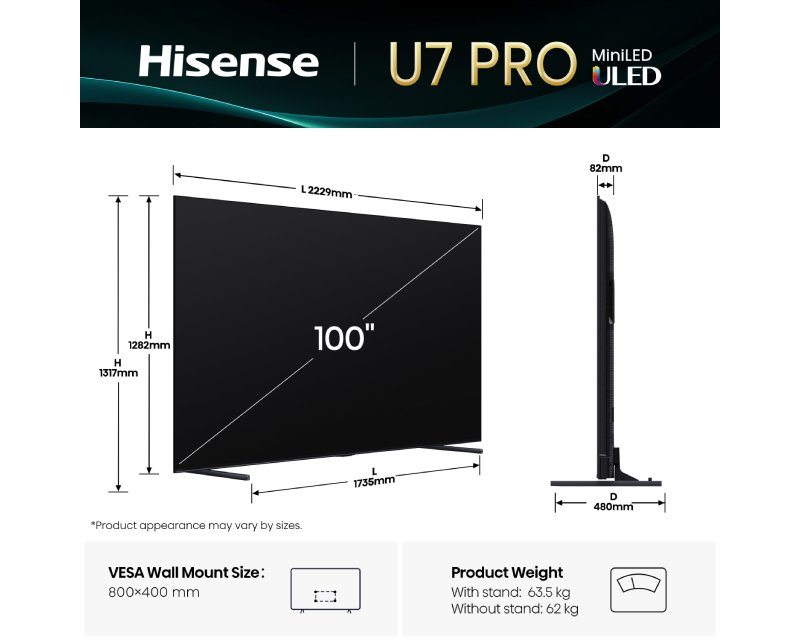 100 inča 100U7Q PRO Mini-LED 4K UHD Smart TV