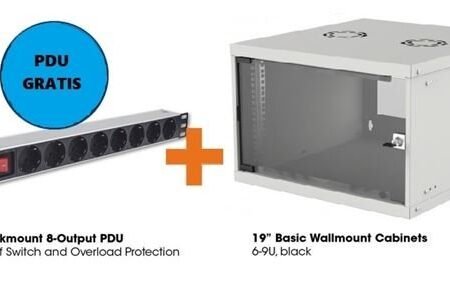 Intellinet zidni ormar 9U/400mm + PDU sa 8 ulaza, sivi