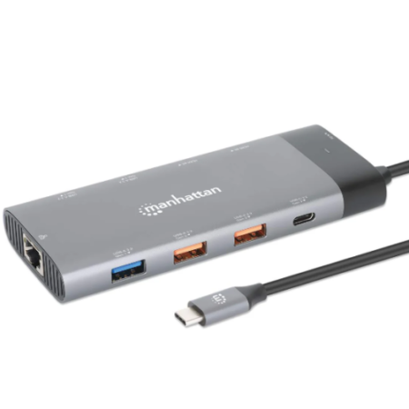 Docking station Manhattan 130714 10in1 USB-C - 2xHDMI/5xUSB/LAN/PD 100W