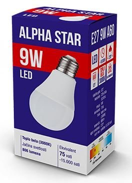 XLED LED Sijalica,E27 -9W,220V,Toplo bela,3000K