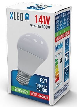 XLED LED Sijalica,E27 14W, Toplo bela, 3000K