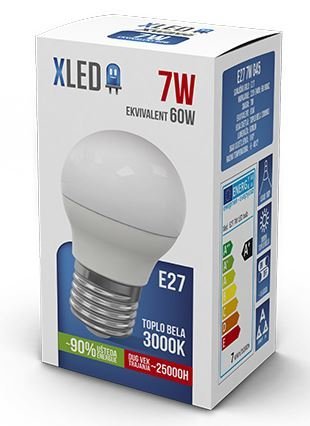 XLED LED Sijalica,E27 7W, Toplo bela, 3000K