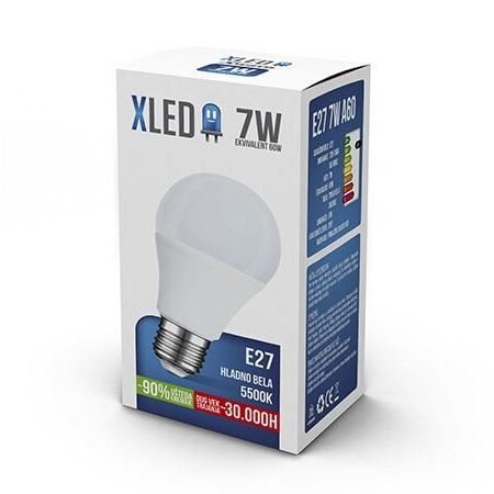 XLED Led Sijalica, E27 - 7W, 220V, Hladno Bela, 5500K, 580Lm