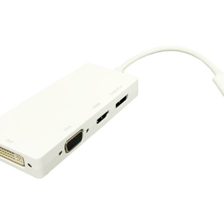 Adapter USB 3.1 tip C (M) - Display Port + HDMI + VGA + DVI (F) beli
