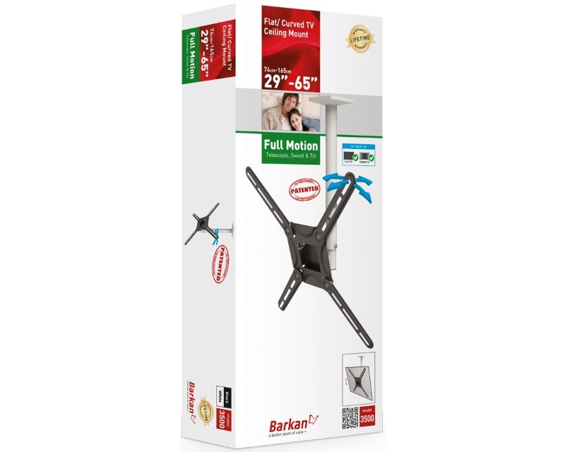 3500.W LCD TV plafonski nosač do 65 inča za ravne i zakrivljene televizore beli