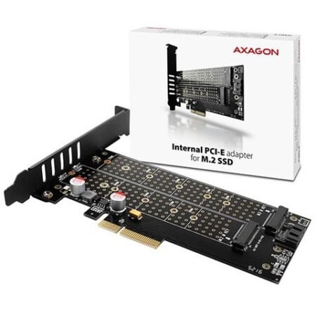 AXAGON PCEM2-D PCI-E 4.0 4x - DUAL M.2 SSD (NVMe + SATA)