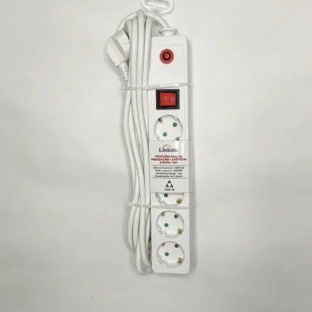 KABL Linkom Produžni 5r/5m sa prekidačem i zaštitom 3x1.5mm beli