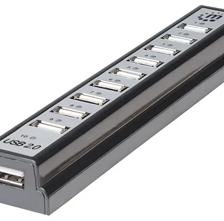 USB HUB 10port Manhattan 161572 2.0/480Mbps/Crni