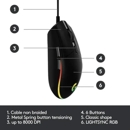 Miš žični gaming Logitech G102 Lightsync crni 910-005823