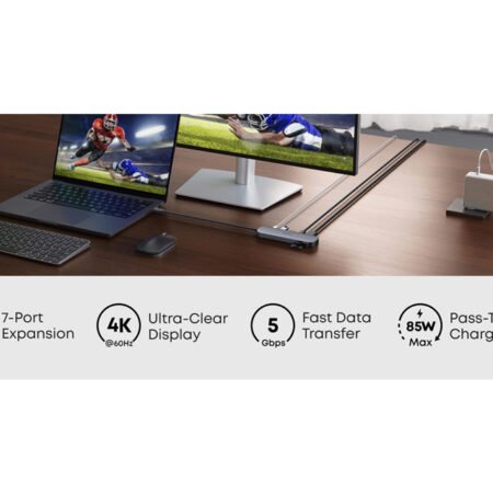 Nano USB-C Hub 7u1, sivi