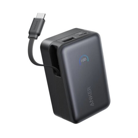 Nano 10000mAh, 45W, sa ugrađenim USB-C kablom na izvlačenje, Power Bank crni