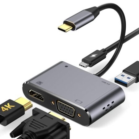 Adapter USB 3.1 Tip C (M) - HDMI+VGA+ 3.0 USB + tip C