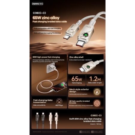 Kabl Swift Fast charging braided data cable 1.2M C36 65W(C-C) beli