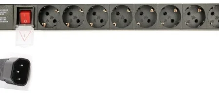 EG-PDU-014-C14 Gembird C14 Produzni kabl sa zastitom 8 uticnica 10A, PDU 1U 3M