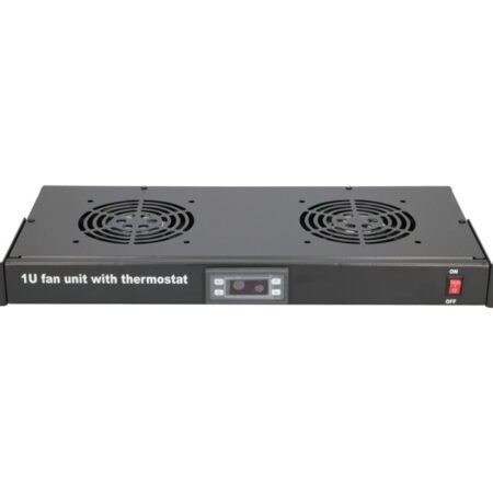 Ventilacioni panel-polica, dva ventilatora i termostat, 1U