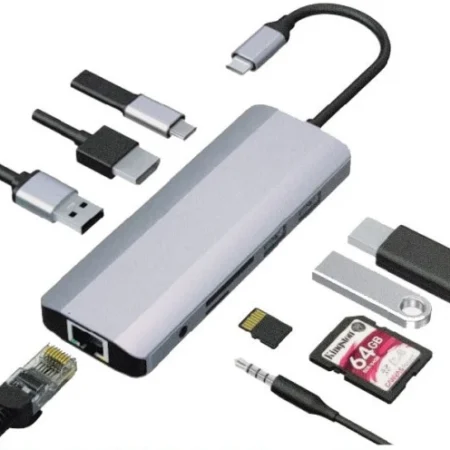 Gembird A-CM-COMBO9-06 USB-C 9-in-1 multi-port RJ45+USB3.0+SD+USB-C+HDMI+USB2.0