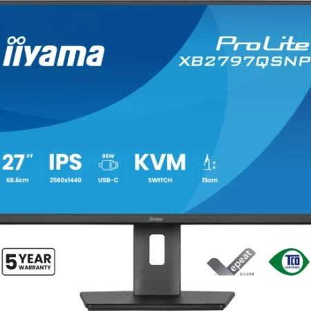 Monitor 27" Iiyama XB2797QSNP-B1 IPS 2560x1440/75Hz/1ms/HDMI/DP/USB/RJ45/pivot