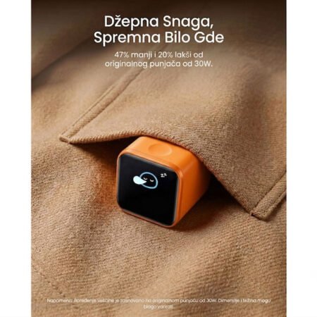 Nano 45W putni zidni punjač sa ekranom, USB-C port, narandžasti